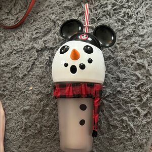 Disney Parks Mickey Ears Snowman Light Up Projector Cup Christmas